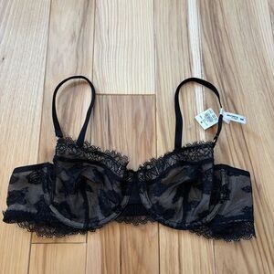 NEW aerie Balconette Black Lace Unlined Bra Size 36B